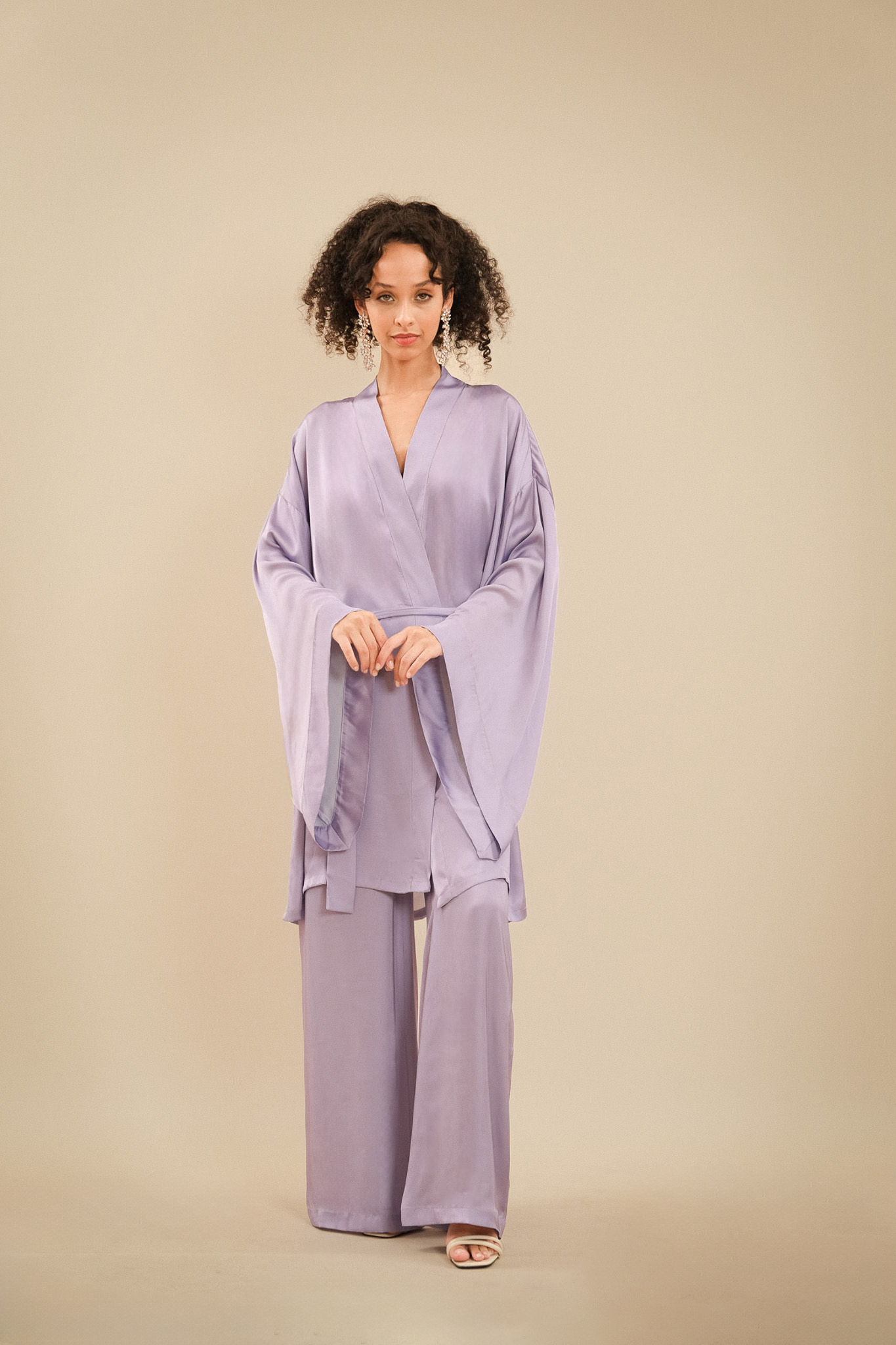 ALISHA LILA SATIN MINI DRESSING GOWN | Sheima